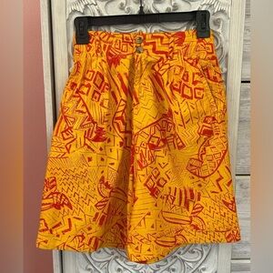 Vintage 80sCosby high waisted, pleated, wideleg abstract pattern cuffed shorts S